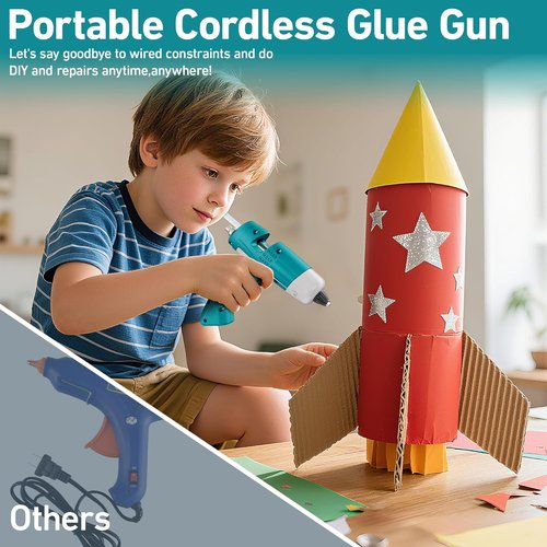 Skiennix 20W Cordless Hot Glue Gun - Fast Heating Mini Kit with 30 Glue Sticks & 2600 mAh Battery | Blue
