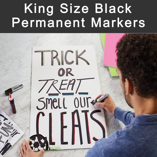 QZSGYTH Permanent Markers,24Pack King Size Black Permanent Markers Smooth Writing, Quick-Waterproof,Long-Lasting