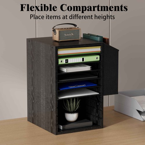 Unionly, Office Mail Sorter, Wooden Paper Organizer With Storage Bag, 10 Tier Adjustable Classroom Mailbox, Removable Classroom Organization, Teacher Desk Organization for Office, Study, Black