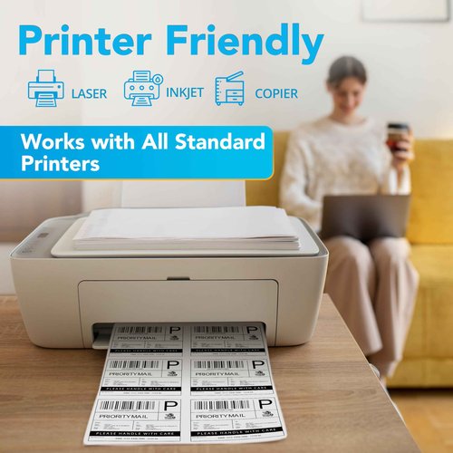 Shop4Mailers 6-Up White Permanent Self Adhesive Shipping Labels 3 1/3” x 4” Easy Peel Stickers for Laser & Inkjet Printers - 500 Sheets - 3,000 Count Labels