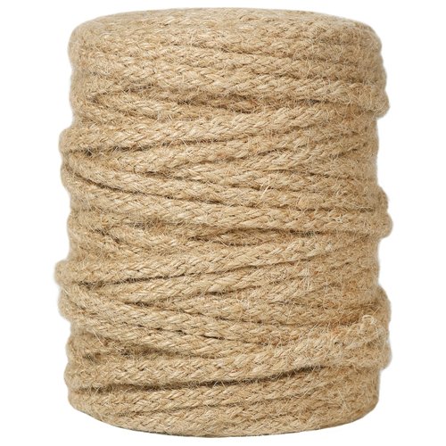 Tenn Well 5mm Jute Twine, 100 Feet Braided Natural Rope, Thick Twine for Crafts, Gift Wrapping, Gardening, Cat Tower Repair, Macrame Jute Cord