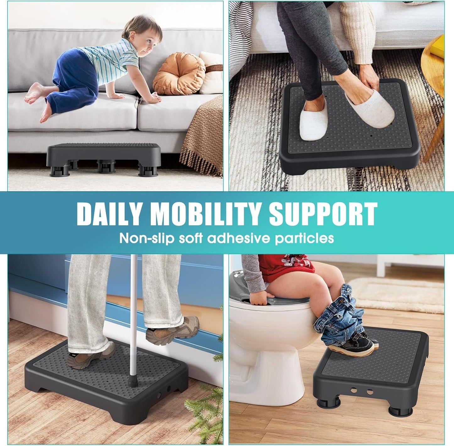 SPACELEAD Step Stool for Adults & Seniors - Portable Anti-Slip Stair Assist, 600lbs Capacity, Black