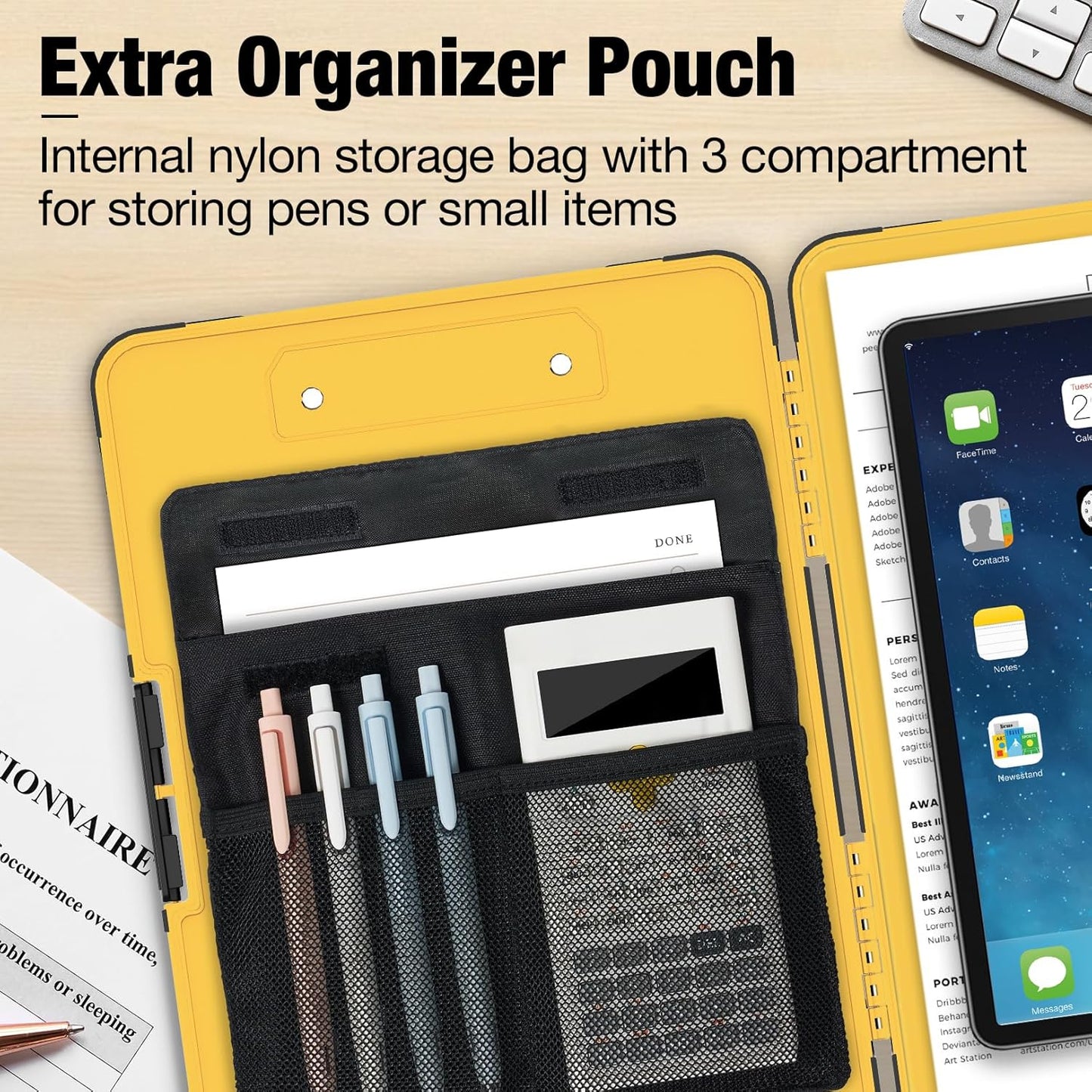 Sooez Toughest Clipboard - Heavy Duty Plastic with Storage & Pen Pouch | A4/Letter Size 8.5x11”
