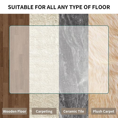 VOOBANG 46"x55" Tempered Glass Desk Chair Mat for Carpet, Glass Office Chair Mat - 5mm Thickness, Smooth Rolling, Scratch-Resistant, Clear Protective Mat for Hardwood Floors & Carpets