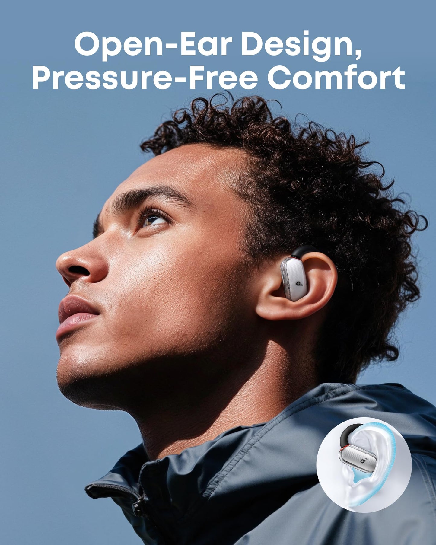 Soundcore V40i by Anker, Open-Ear Headphones, Clear Design, Lidless Case, 4 Adjustable Positions for Every Ear Size, Richer Bass, IP55, 21H Playtime, AI Clear Calls, Bluetooth 5.4, App Control