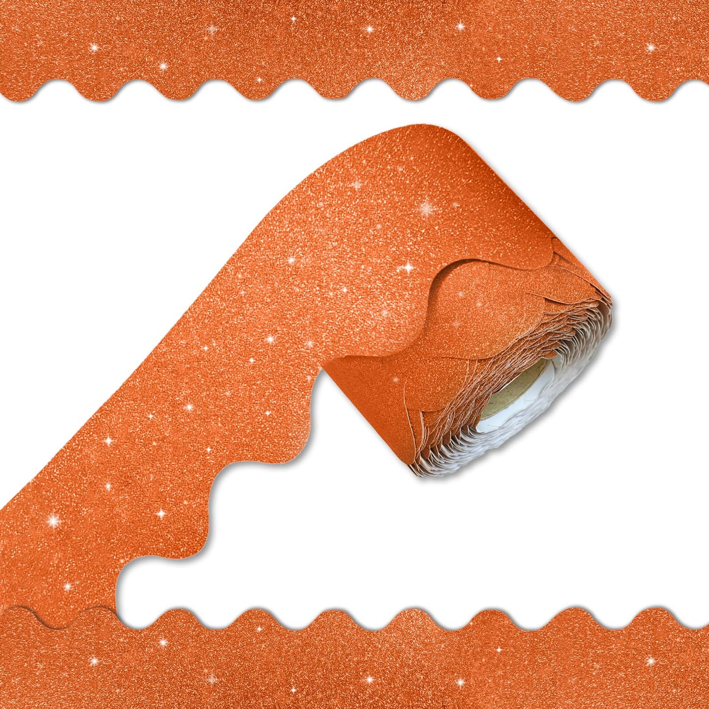 KAVOZM 70Ft Shine Orange Bulletin Board Borders，Scalloped Poster Boards Decorations Trim for Classroom, School, Office, Home, Wall Decoration Strips