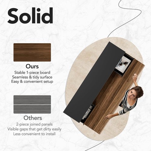 HUANUO Electric Height Adjustable Standing Desk - 48 Inches with Drawers & Monitor Shelf | Black Walnut
