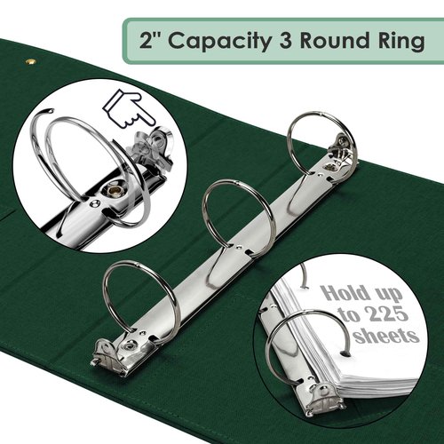 EYROZILL 3 Ring Binder 2 Inch, Binder for Letter Size (11" x 8.5") with 5 Tab Dividers, File Folder Labels and Low Profile Clipboards, Blackish Green
