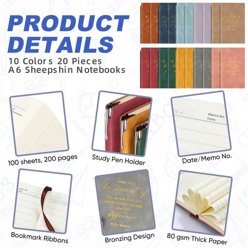 Colarr 40 Pcs Employee Appreciation Gifts Bulk Inspirational Notebook A6 PU Leather Journal Motivational Pen Thank You Gift for Staff Team Coworker Teacher Office(Vivid Colors,May You)