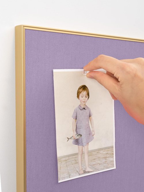 Lightomorrow Bulletin Board - 40 x 30 Inches Mystic Violet Fabric Cork Board with Golden Frame & 10 Push Pins