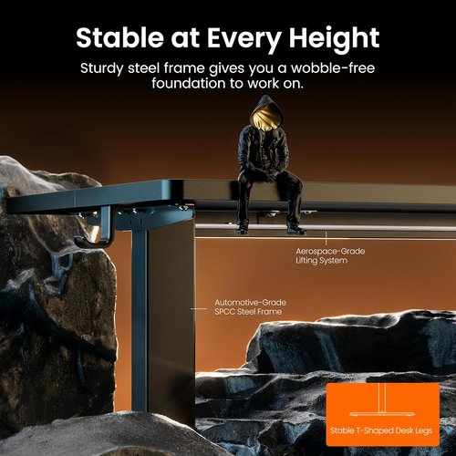 ErGear Electric Standing Desk - Height Adjustable Sit-Stand Desk, 40 x 24 Inches, Memory Function, Black
