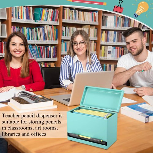 Mifoci Pencil Dispenser Holder for Classroom Pastel Stainless Steel Pencil Holder for up to 200 Pencils Reusable Metal Straw Dispenser for Home Office Restaurant Teachers Supplies Storage(Green)