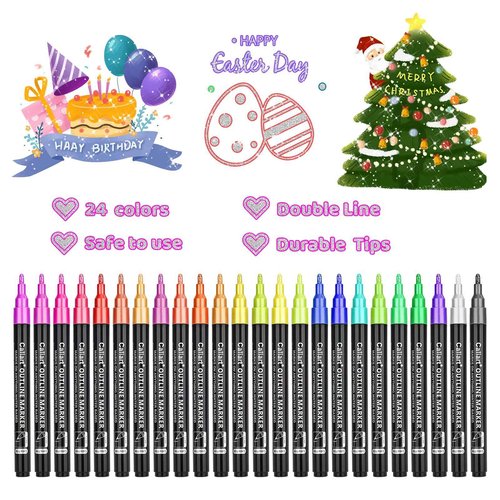 Caliart 121 Colors Alcohol Based Markers, 24 Double-Line Drawing Pens, Permanent Markers Mother's Day Gift for Mom, Kids, Adults, Artist, Cards, Drawing
