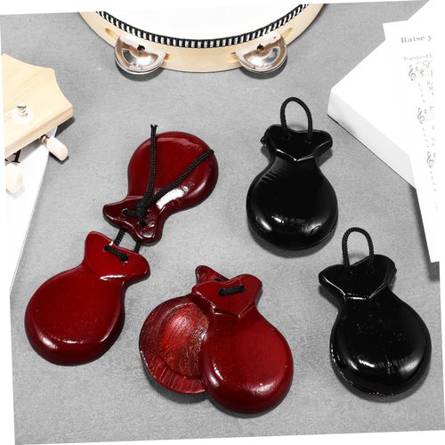 Abaodam Wooden Castanets 2 Pairs of Handmade Small Castanets for Flamenco Dance and Beginner Percussion Players