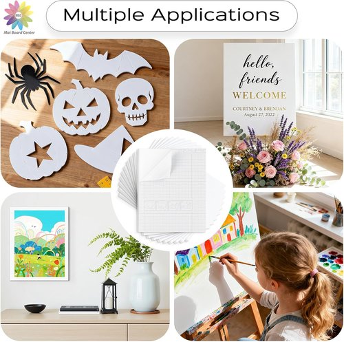 Mat Board Center | Pack of 10 Self-Adhesive Foam Boards - 11x14 White for Picture Mounting & Crafts