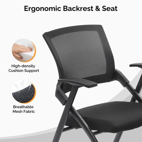 Rpuzonier Stackable Conference Room Chairs with Wheels, Stackable Rolling Folding Office Chair with Ergonomic Backrest and Armrest for Guest, Reception, Training Room, Event, 350lbs Capacity (1)