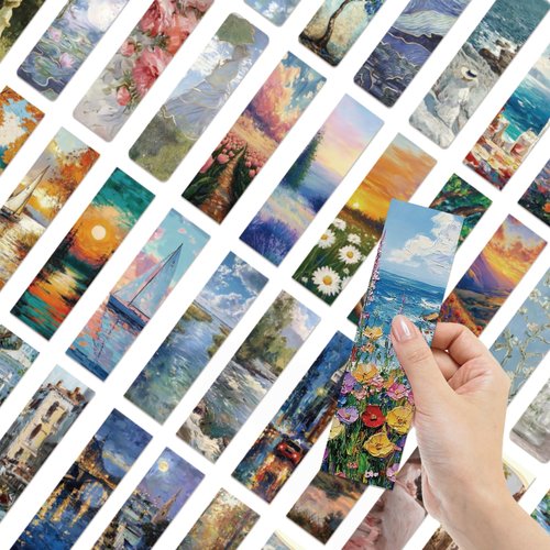 120 Pieces Famous Art Oil Paintings Van Gogh Monet Bulk Bookmarks Page Markers Bookish Women Book Reading Lovers Cute Aesthetic Art Work Cards for Book Accessories Children Students School Reward Gift