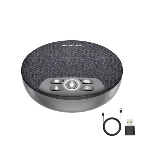 NEWORK Bluetooth Conference Speakerphone with 4 Microphones, 3M Voice Pickup, Bluetooth/USB-C/Dongle Connections, 2600mAh Battery for 6H Use, Dual Device Daisy Chain, Compatible with Windows/macOS