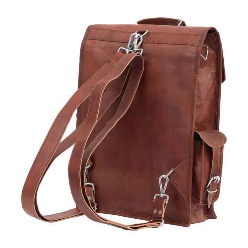 Shy Shy Let’s Touch The Sky Brown Vintage Leather Backpack Laptop Messenger Bag Rucksack Sling for Men and Women (13"X18")