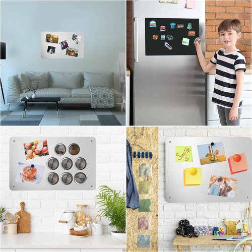 PATIKIL 11x17 Magnetic Board, 2pcs Magnet Board Magnetic Wall Board Bulletin Board Small Metal Display Board Steel for Wall Magnets Collection Display Photo Spice Note Craft Fridge, White