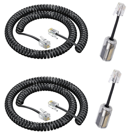 Skiennix Telephone Handset Cord - 8Ft Uncoiled & 1.4Ft Coiled RJ9 4P4C Landline Cable | Durable Accessory