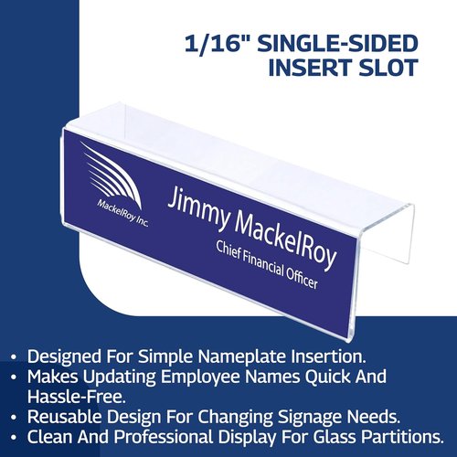 Skiennix Acrylic Name Plate Holder - Single-Sided Desk Display for Office Partitions | 8.5 x 2.5 Inches (10 Pack)