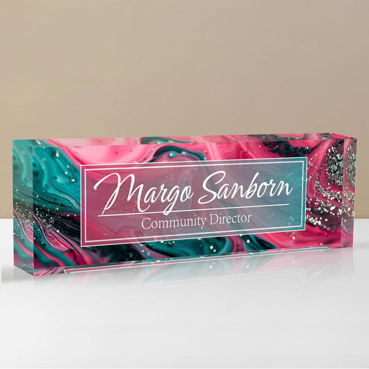 Skiennix Personalized Name Plate - Custom Acrylic Desk Accessory | Ideal Office Gift for Coworkers & Teachers