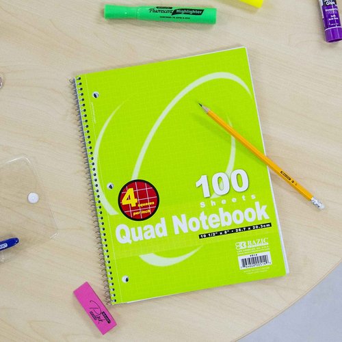 BAZIC Products Composition Notebook Graph Quad-Ruled 4-1" Spiral Notebook 100 Sheet, Drafting Blueprint Journal Comp Notebooks for Office School, 24-Pack