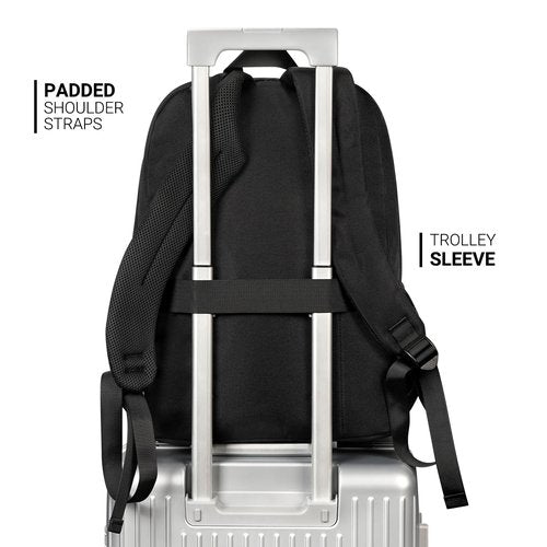 ZORFIN 26L Black Backpack for School, College, and Travel: Water Resistant Bookbag with 8 Compartments