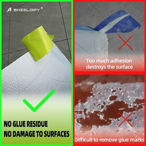Sheeldify Gen.III-Tech Seam Tape Specialized for Floor Protection | Edge Tape | Masking Tape, 90 Day+ (Green, 6 Roll, 2" x164')