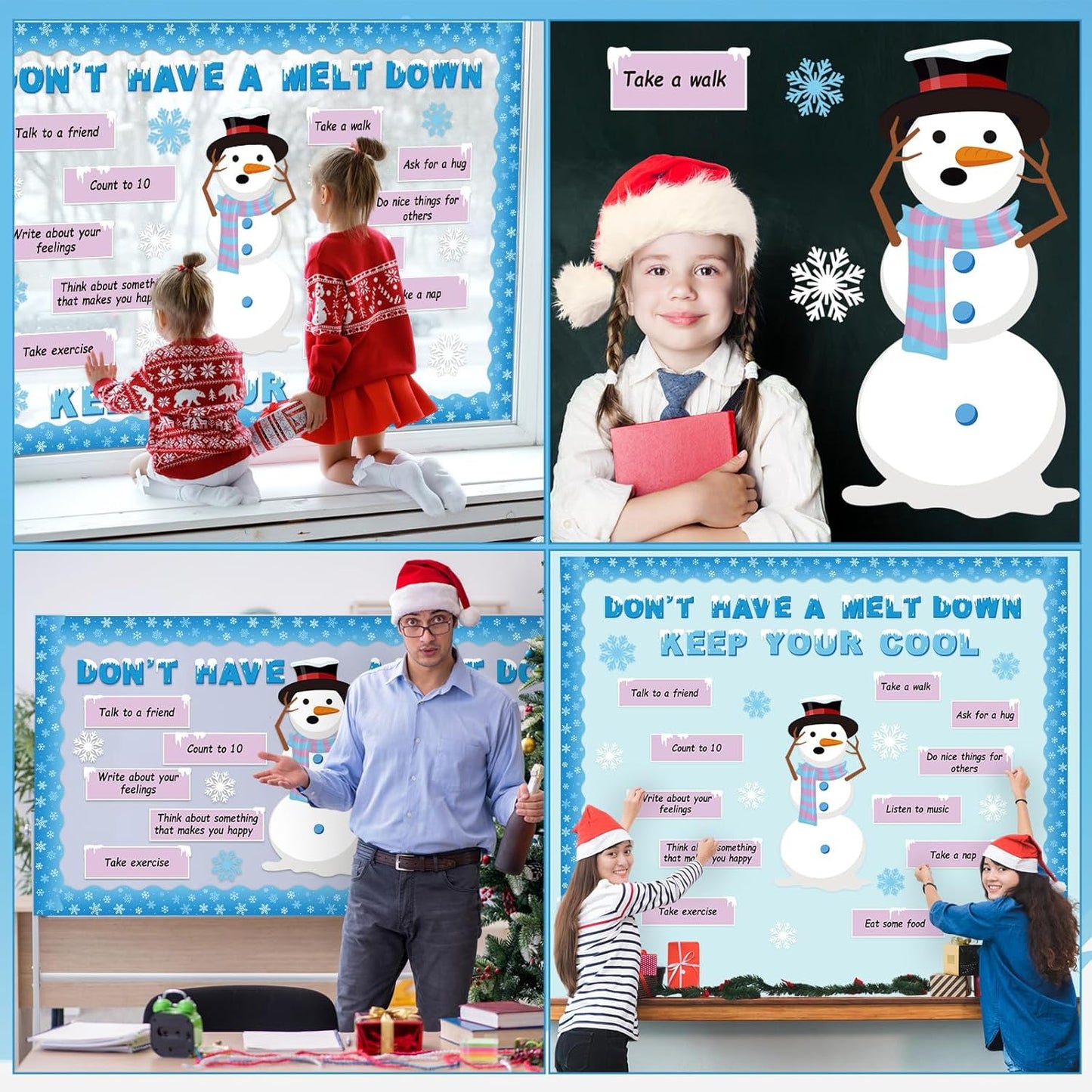 Skiennix Winter Mental Health Bulletin Board Set - Christmas Emotion Decor with Snowman & Snowflakes
