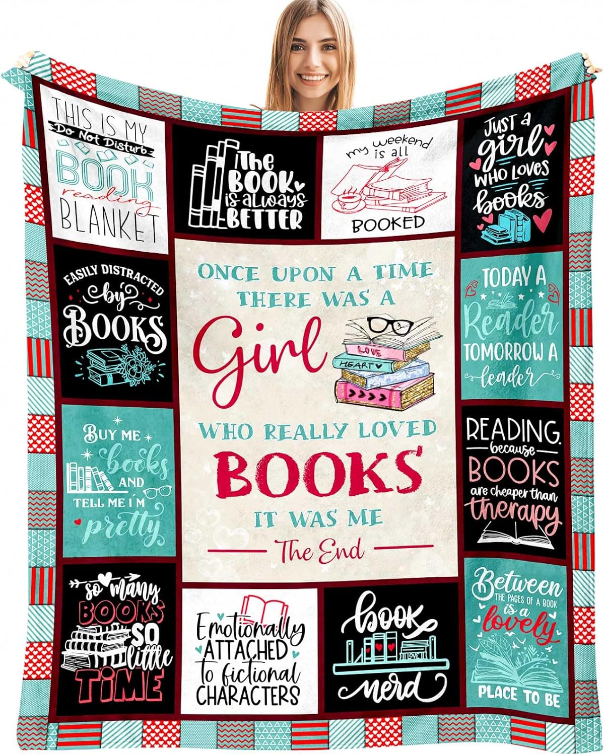 Skiennix Book Lovers Throw Blanket - Cozy 60"x50" Gift for Readers & Bookworms | Perfect for Book Clubs