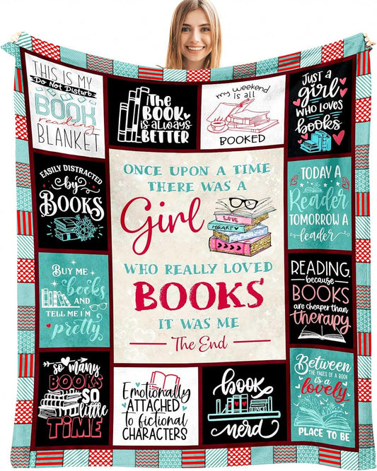Skiennix Book Lovers Throw Blanket - Cozy 60"x50" Gift for Readers & Bookworms | Perfect for Book Clubs