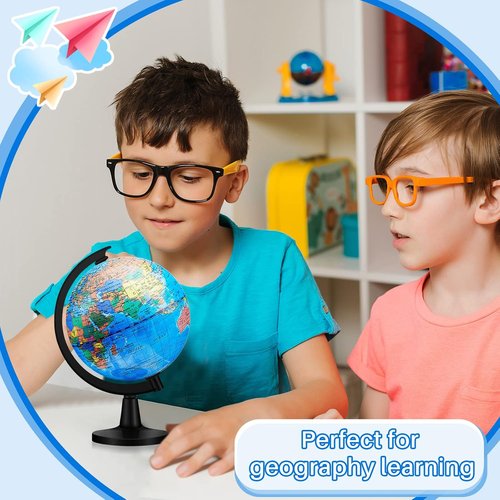 Henoyso 6 Pcs Mini World Globe Set - 4.6'' Educational Rotating Earth Globes with Black Stand | Perfect Graduation Gift for Kids