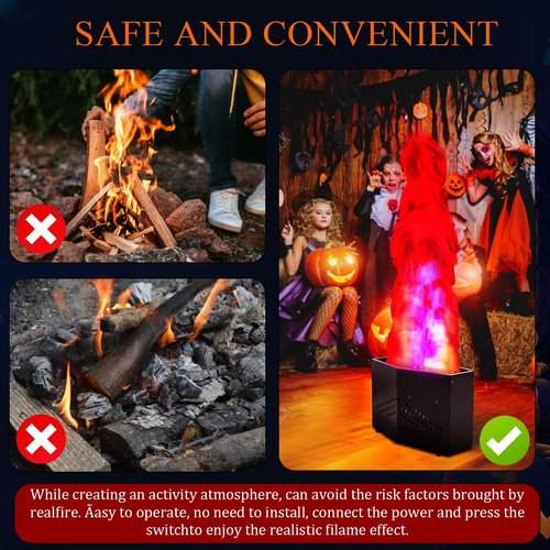 ZLPOWER 6ft Fake Fire Flame Light Campfire with 36 LED Light Flame Fire Light Machine Artificial Fake Fire Flames Atmosphere Effect Fake Fire for Nightclub, Campfire Party, Special Holiday