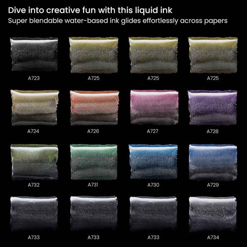 ARTEZA Metallic Markers, 16 Real Brush Pens, Blendable Watercolor Pens with Liquid Ink, Paint Marker Set for Artists