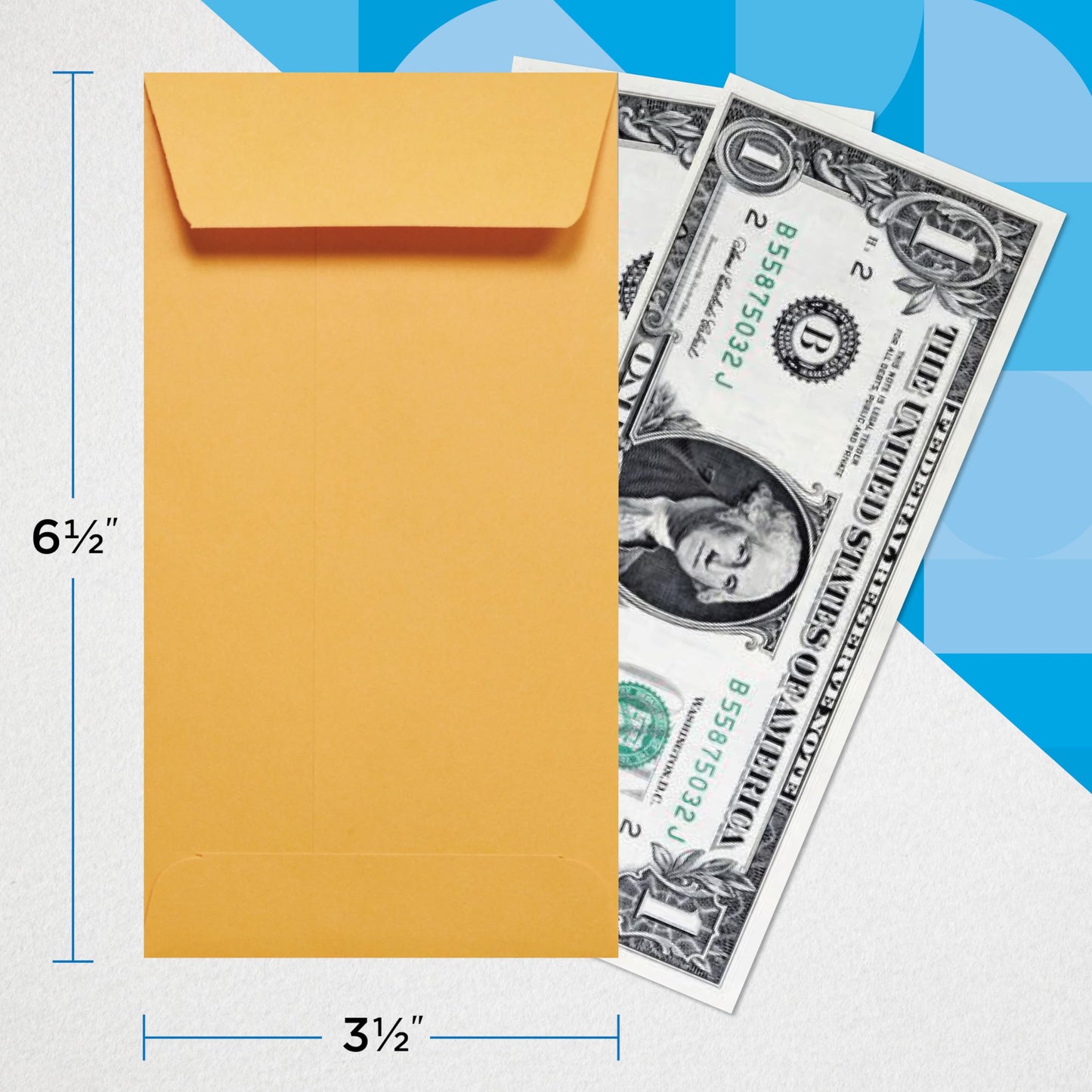 Guardian #7 Paper Coin Envelopes - Made in America with Gummed Flaps, Pack of 500 Blank Cash Envelopes for Coins, Receipts, Seeds, Small Parts Storage, and More, 3 ½ x 6 ½ Inches, Brown