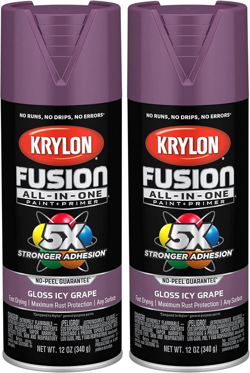 Krylon Fusion All-In-One Spray Paint - Gloss Icy Grape Purple, 12 Ounce (Pack of 2) | Indoor/Outdoor Use