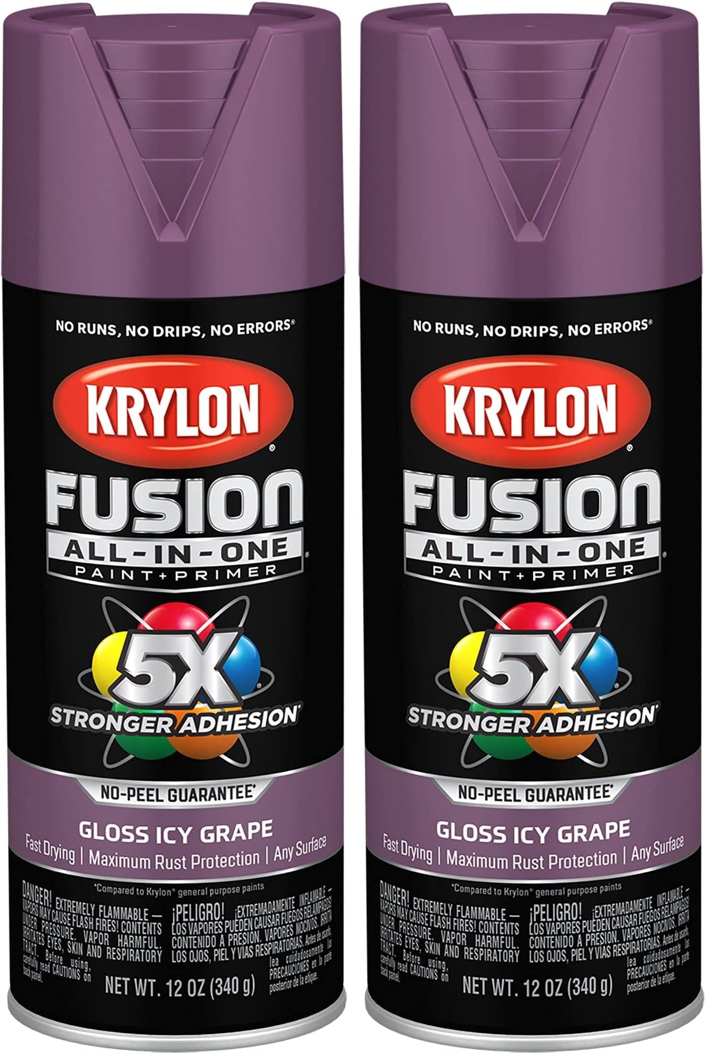 Krylon K02709007 Fusion All-In-One Spray Paint for Indoor/Outdoor Use, Gloss Icy Grape Purple, 12 Ounce (Pack of 2)