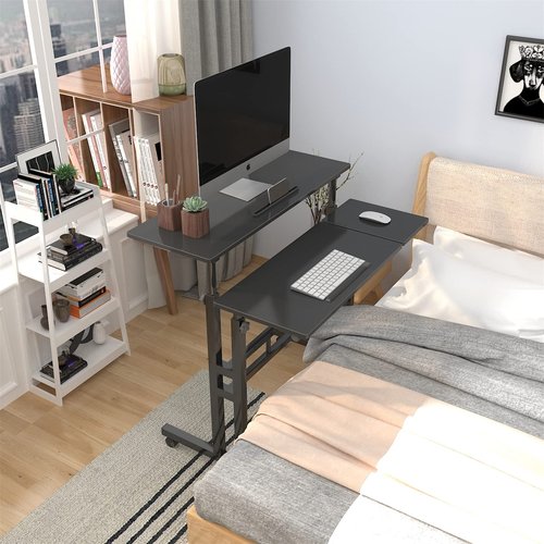 soges 31.5inches Height Adjustable Desk Laptop Desk on The Wheels, Rolling Stand Up Desk Computer Desk Adjustable Standing Desk Sit and Stand Desk Portable Laptop Table, Black