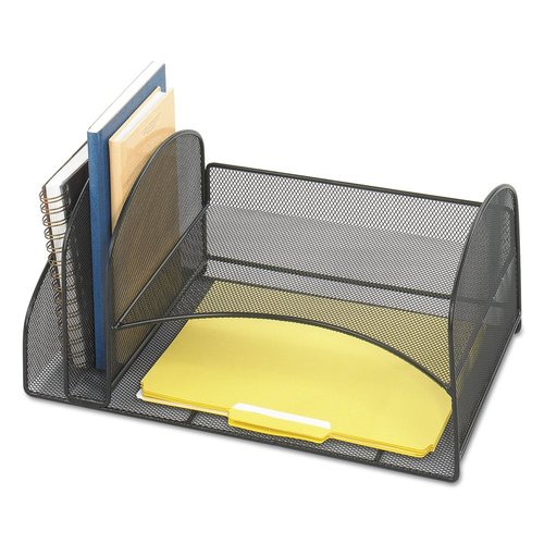 Safco 3264BL Onyx Mesh Desktop Organizer with 2 Vertical, 2 Horizontal Sections, Black