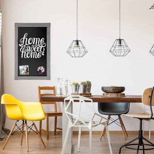 Loddie Doddie Magnetic Chalkboard - 20" x 30" Gray Rustic Wood Frame | Versatile Wall Menu & Calendar Display