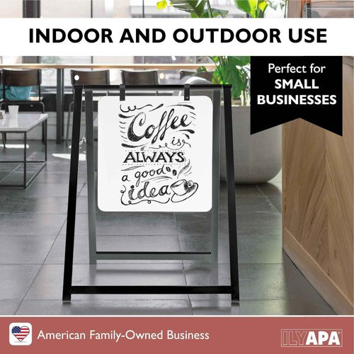 Ilyapa Modern Magnetic Double Sided Swinging Dry Erase Sidewalk Sign - 24x30 Inch Alternative Metal A-Frame Sign - Hanging Whiteboard - Black