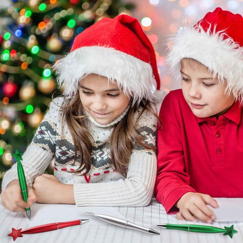 Cholemy 150 Pcs Christmas Ballpoint Pen with Star Holiday Pen Bulk Christmas Gifts Believe Pens 1.0 mm Black Ink Ballpoint Pens for Kid Adults Xmas Party Student School Office Home Supplies