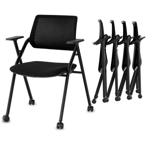 Okeysen Folding Office Chairs with Removable Wheels & Mesh Back，20 Pack Stackable Conference Room Chairs, Stackable Conference Room Chair, Office Guest & Reception