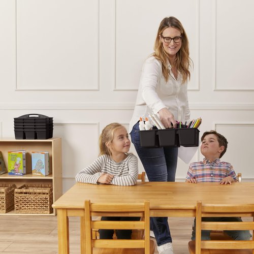 ECR4Kids 6-Compartment Large Caddy, Storage Organizer, Black, 6-Pack