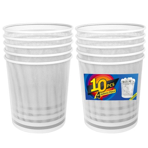SHSYCER Office Mesh Trash Cans (10-Pack 4 Gal),Open Metal Wire Wastebaskets, Mesh Office Garbage Can,Waste Basket Trash Can for Near Desk,Wire Garbage Container Bin for Home,School