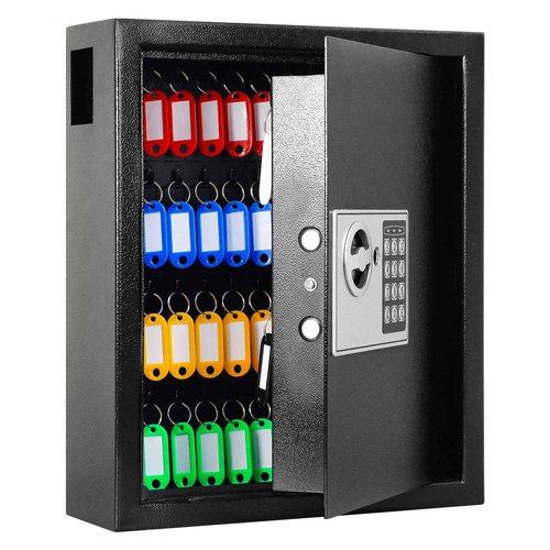 KYODOLED Electronic 60-Key Cabinet Wall-Mounted Digital Key Safe, Key Lock Box, Large Security Key Box for Keys Holder, Heavy-Duty Combination Lock Storage Box, 14.3'' X 12'' X3.94'' (Black, 60 Keys)