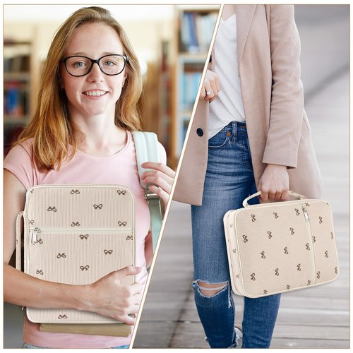 WOBAGMEN Bible Cover Case for Women,Cordoury Bible Cover for Men Women with Handle,Bow Bible Bag,Carrying Case Bible Protective Christian Gift（Bow M）