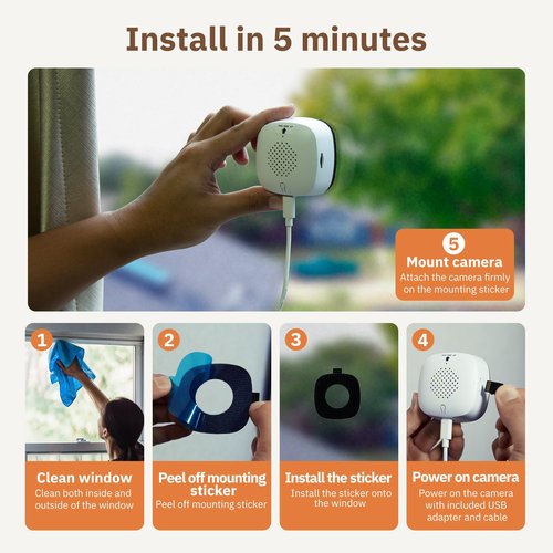Girafit 2K Window Camera,2.4GHz & 5GHz WiFi Indoor Cameras for Home Security with ChroMax Al Color Night Vision,Person & Motion Detection,Easy & Quick Install(4 Pack)